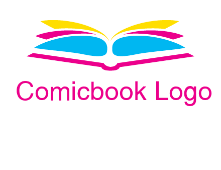 horizontal colorful open book printing logo