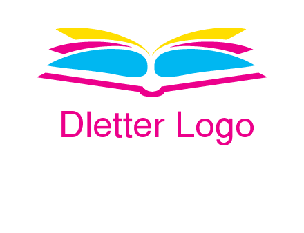 horizontal colorful open book printing logo