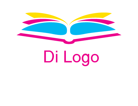 horizontal colorful open book printing logo