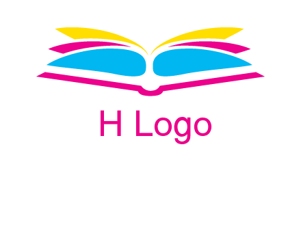 horizontal colorful open book printing logo