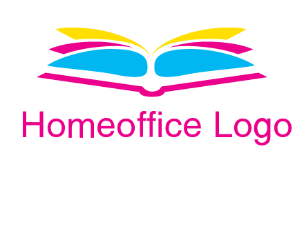 horizontal colorful open book printing logo