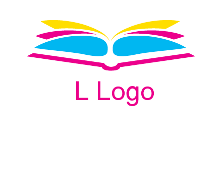 horizontal colorful open book printing logo