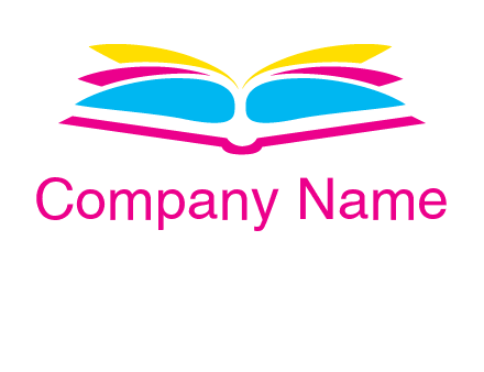 horizontal colorful open book printing logo