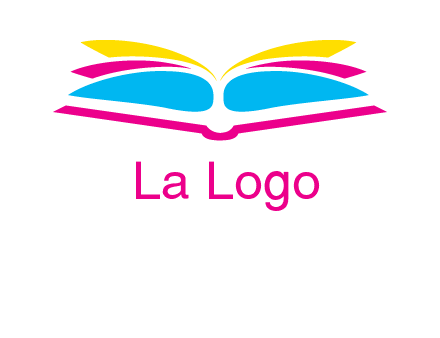 horizontal colorful open book printing logo