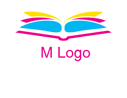 horizontal colorful open book printing logo