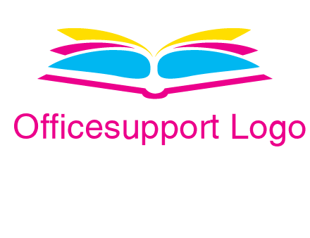 horizontal colorful open book printing logo