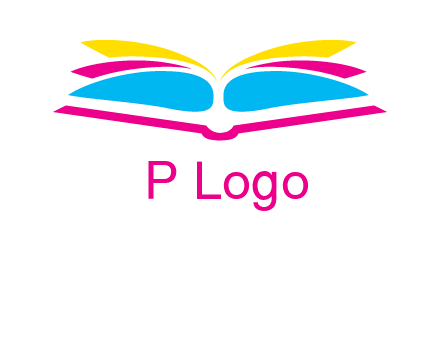 horizontal colorful open book printing logo