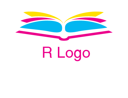 horizontal colorful open book printing logo