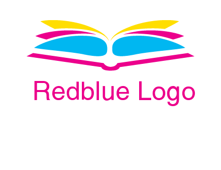 horizontal colorful open book printing logo