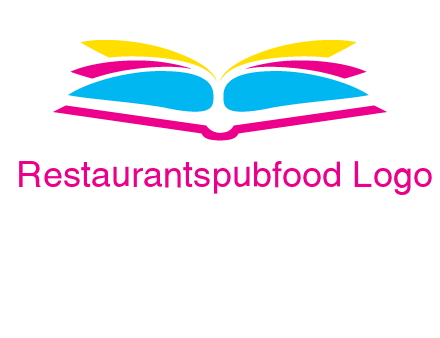 horizontal colorful open book printing logo