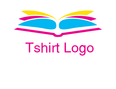 horizontal colorful open book printing logo