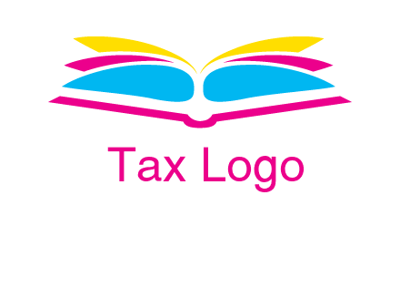 horizontal colorful open book printing logo