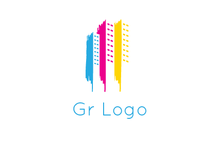 painted colorful buildings logo