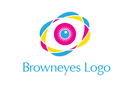 colorful abstract oval eye in center printing logo