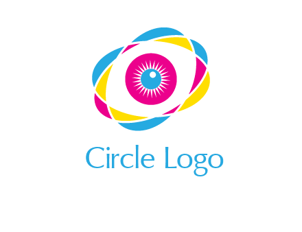 colorful abstract oval eye in center printing logo