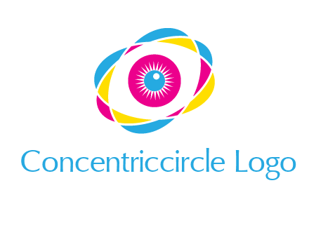 colorful abstract oval eye in center printing logo