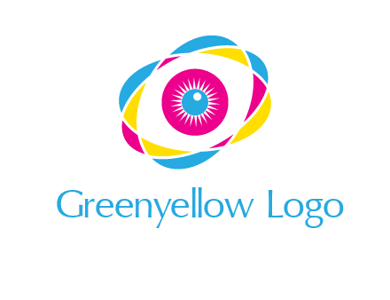 colorful abstract oval eye in center printing logo