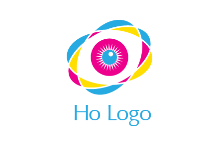 colorful abstract oval eye in center printing logo