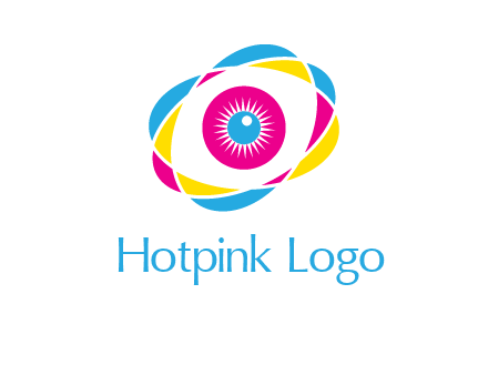 colorful abstract oval eye in center printing logo