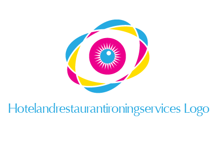 colorful abstract oval eye in center printing logo