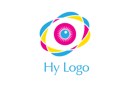 colorful abstract oval eye in center printing logo