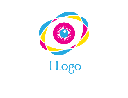 colorful abstract oval eye in center printing logo