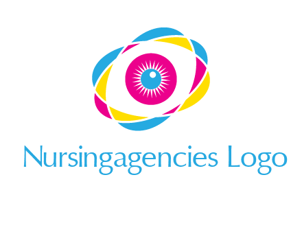 colorful abstract oval eye in center printing logo