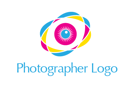 colorful abstract oval eye in center printing logo