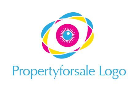 colorful abstract oval eye in center printing logo