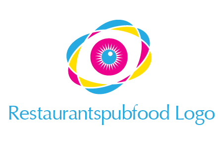 colorful abstract oval eye in center printing logo