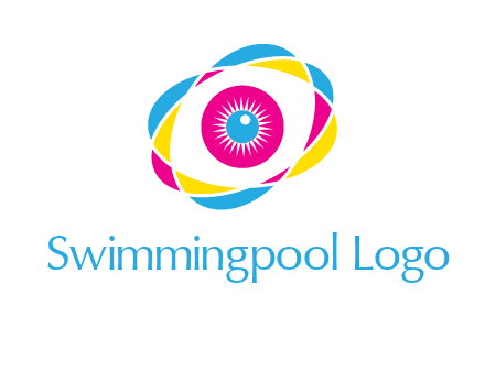 colorful abstract oval eye in center printing logo