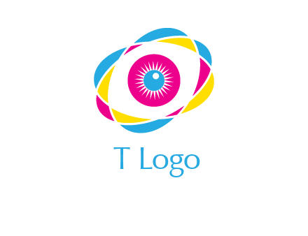 colorful abstract oval eye in center printing logo