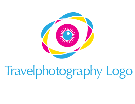 colorful abstract oval eye in center printing logo