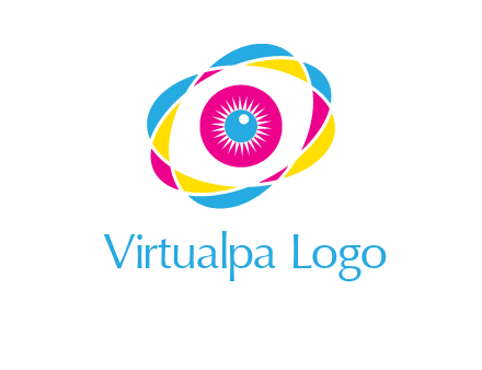 colorful abstract oval eye in center printing logo