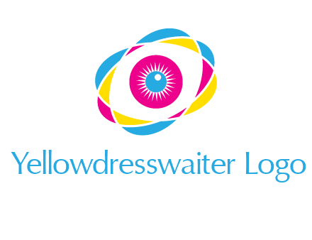 colorful abstract oval eye in center printing logo