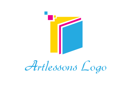 pixels on colorful papers printing logo