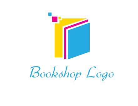 pixels on colorful papers printing logo