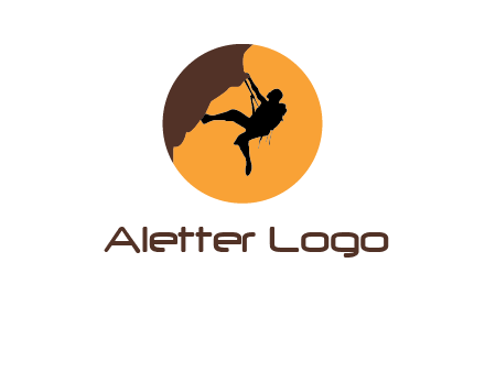 hanging mountain climber in circle logo