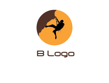 hanging mountain climber in circle logo