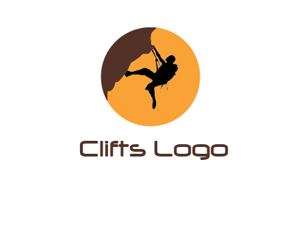 hanging mountain climber in circle logo