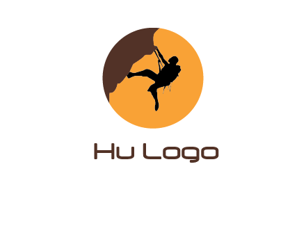 hanging mountain climber in circle logo