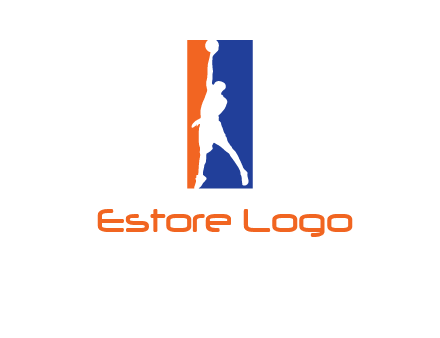 sportsman and ball basketball logo