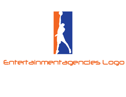 sportsman and ball basketball logo