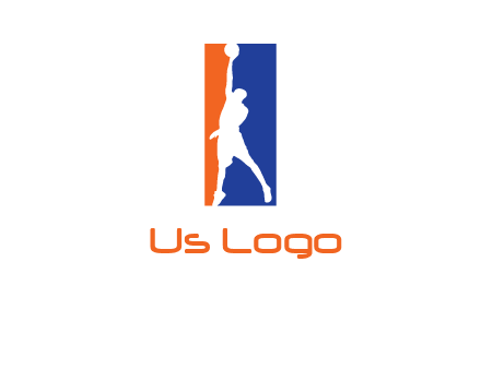 sportsman and ball basketball logo