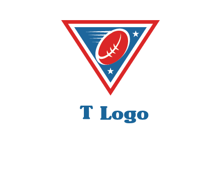 star and football in triangle sports logo