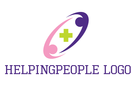 swoosh people around plus healthcare logo