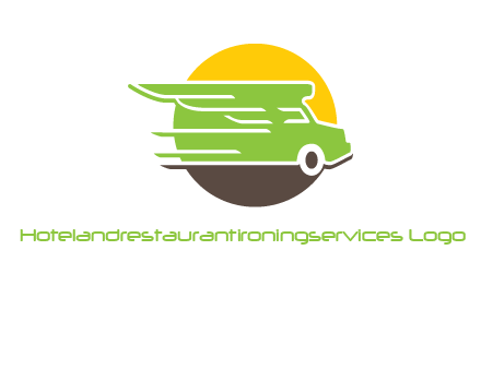 sun behind abstract bus zooming trade logo