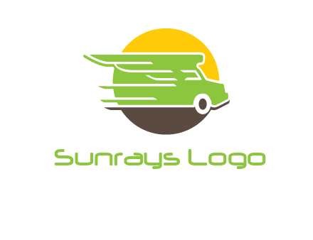 sun behind abstract bus zooming trade logo