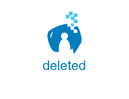 man inside pixel speech bubble logo