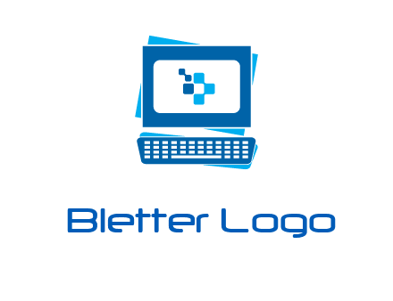 pixel in monitor and keyboard IT logo